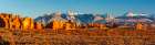 USA-Utah-Arches National Park Panoramic of La Sal Mountains and Parade Of Elephants formations Art Print
